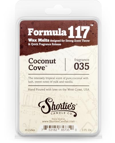 Shortie's Candle Company Coconut Cove Wax Melts - Formula 117-1 Highly Scented 3 Oz. Bar - Made with Natural Oils - Fruit & Berr
